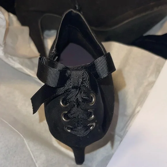 Louis Black suede heel boots size 7.5 by Nicolette by Stevens - Picture 1 of 5